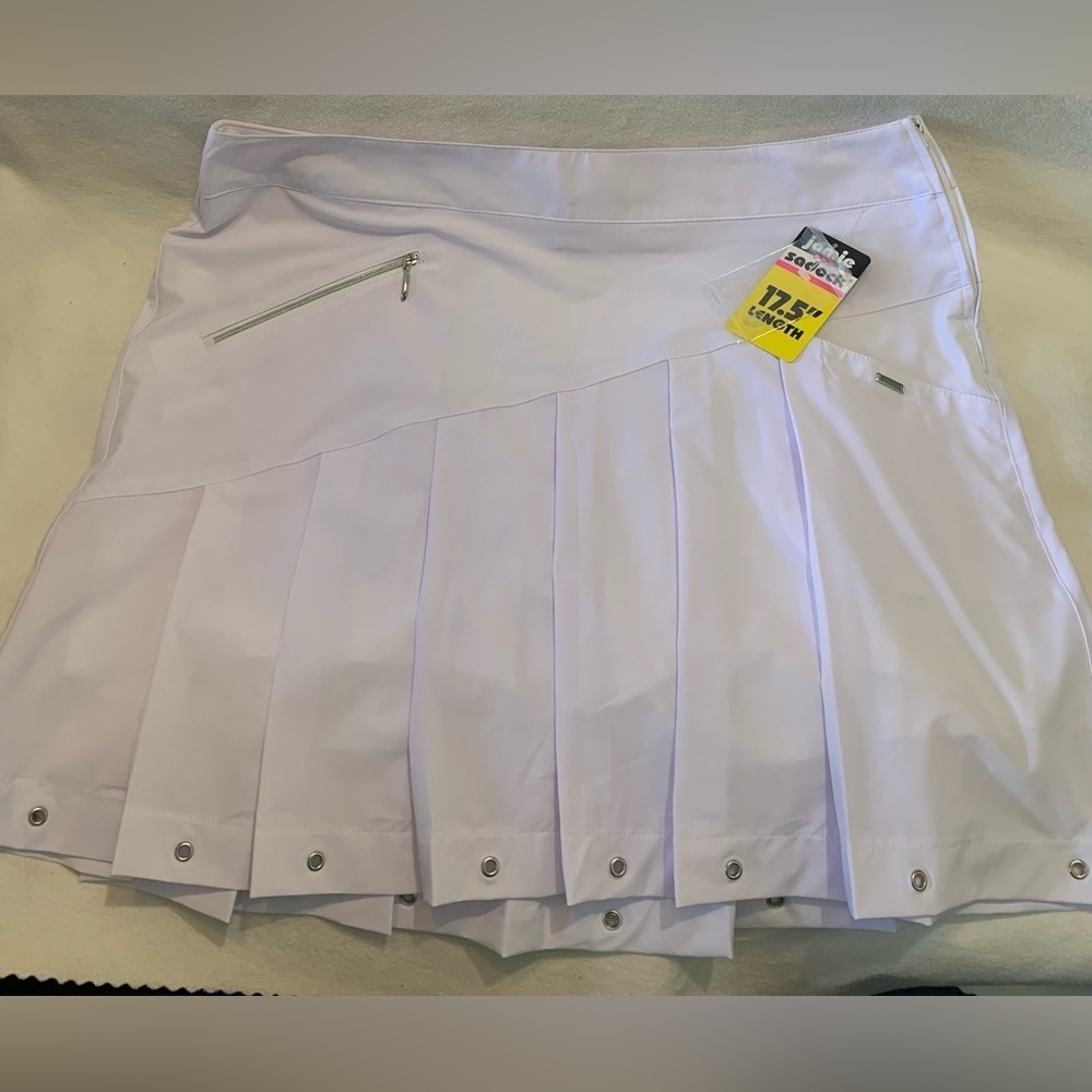 NWT Jamie Sadock Sz 18 Airwear Pleated 17.5” Skort Skirt 21316 White Golf Tennis